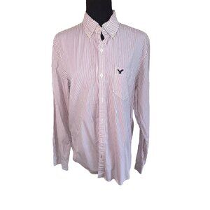 American Eagle Outfitters Mens Vintage Fit Striped Button-Down Shirt M Y2k